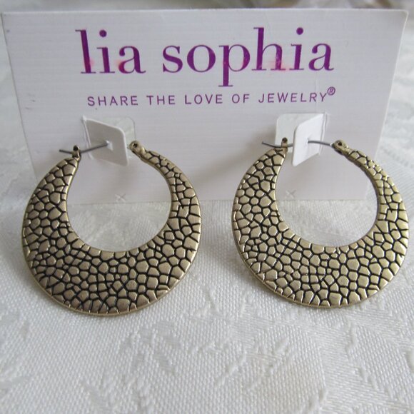 NWT Lia Sophia Hoop Earrings Gold Tone & Enamel - Picture 4 of 6